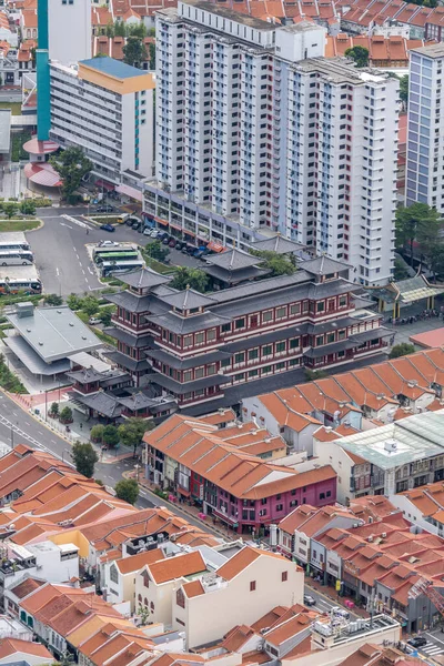 Vista Aérea Del Templo Reliquias Dientes Buda Distrito Chinatown Singapur —  Fotos de Stock