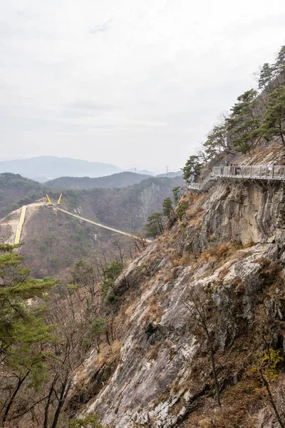 Most Sogeumsan Ulleong Wonju Korea Południowa Góry Najdłuższy Most Dla — Zdjęcie stockowe