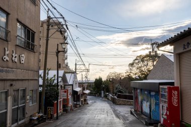 Main downtown beppu kannawa alley and street view taken during winter. Beppu, Japan. Taken on December 17th 2022
