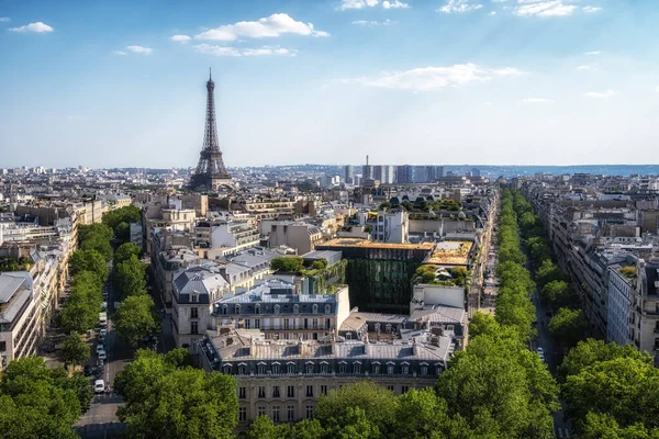 stock image Eiffel tower viewed from top of Arc de Triomphe. Famous landmark in Paris, France.