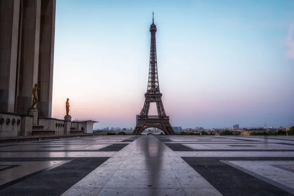 Eiffeltoren Uit Trocadero Genomen Tijdens Zonsopgang Beroemde Bezienswaardigheid Iconische Plaats — Stockfoto