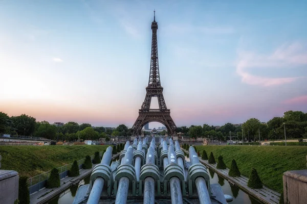 Trocadero Dan Eiffel Kulesi Gün Doğumunda Çekildi Fransa Paris Meşhur — Stok fotoğraf