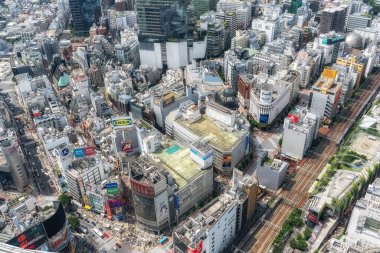 Shibuya 'nın yakınındaki bir gözlem güvertesinden Tokyo' nun görüntüsü. 13 Temmuz 2024 'te Shibuya, Tokyo, Japonya' da çekildi.