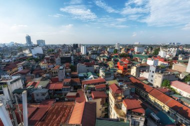 Otelin çatısından Hanoi Old Quarter manzarası. Hanoi, Vietnam 'da 27 Ağustos 2024' te çekildi.