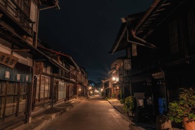 Narai-juku a small town along Nakasendo Trail Taken at night. Famous picturesque town in Kiso Valley, Japan taken on September 24 2024 clipart