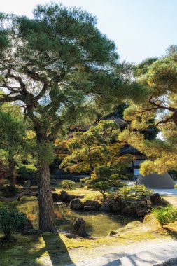 Ginkakuji Higashiyama Jishoji Jishoji Tapınağı sonbahar sezonunda çekildi. Japonya 'nın Kyoto kentindeki ünlü shinto tapınağı.