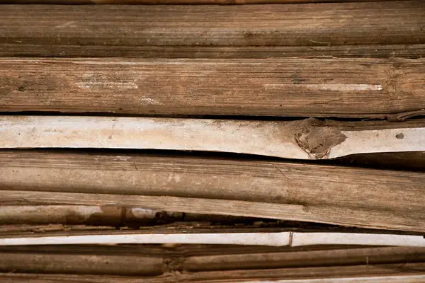 Yığılmış Bambu Direkleri Doğal Kahverengi ve Bej Tonlar Doku ve Tahıl Detaylarını Gösteriyor