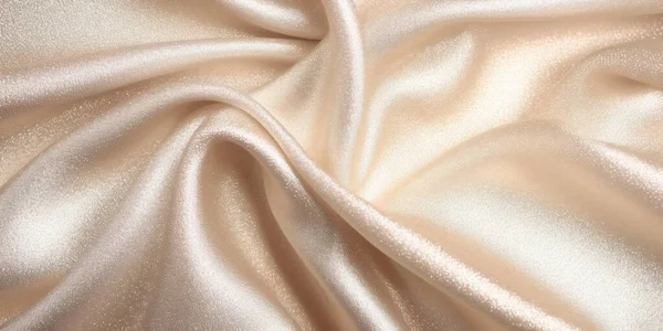 Beige Silk Glitter Luxury Fabric Background Macro Close Copy Space — Stock Photo, Image