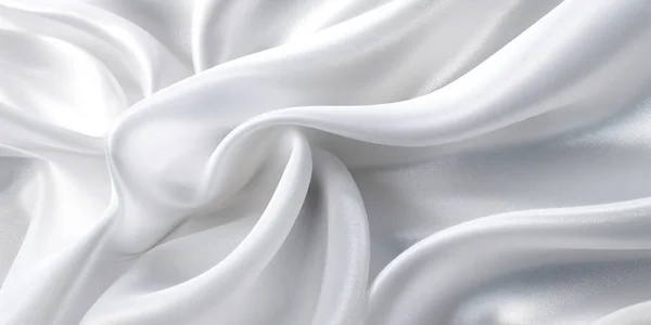 Білий Шовковий Блиск Розкішний Тканинний Фон Макро Крупним Планом Копіювання — стокове фото