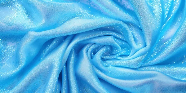 青い絹の輝き豪華な生地の背景 マクロを閉じる コピースペース テクスチャ — ストック写真