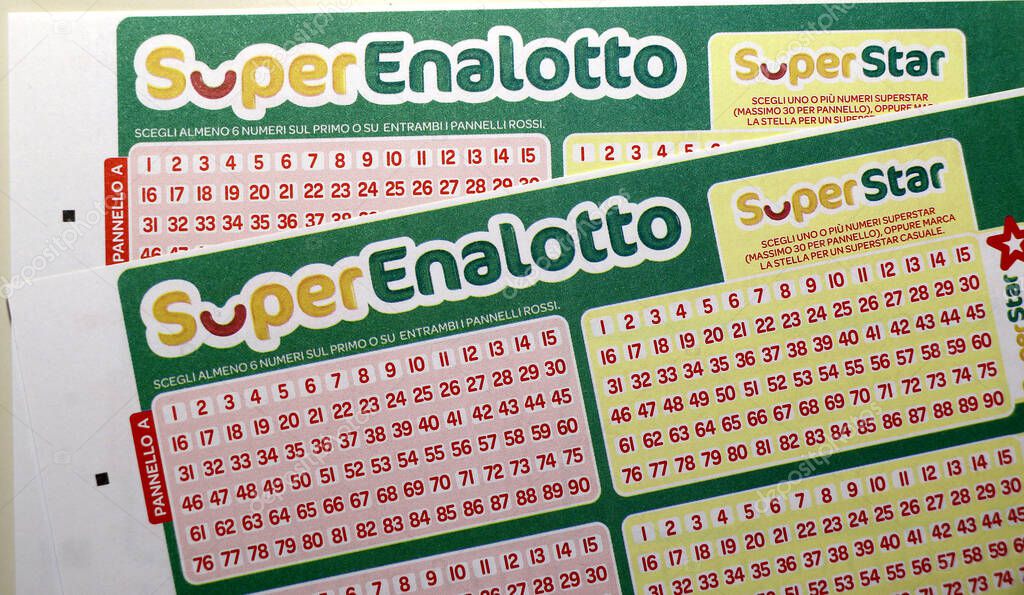 SuperEnalotto coupons, Italian numerical gambling with totalisers and prizes, managed by SISAL. High quality photo