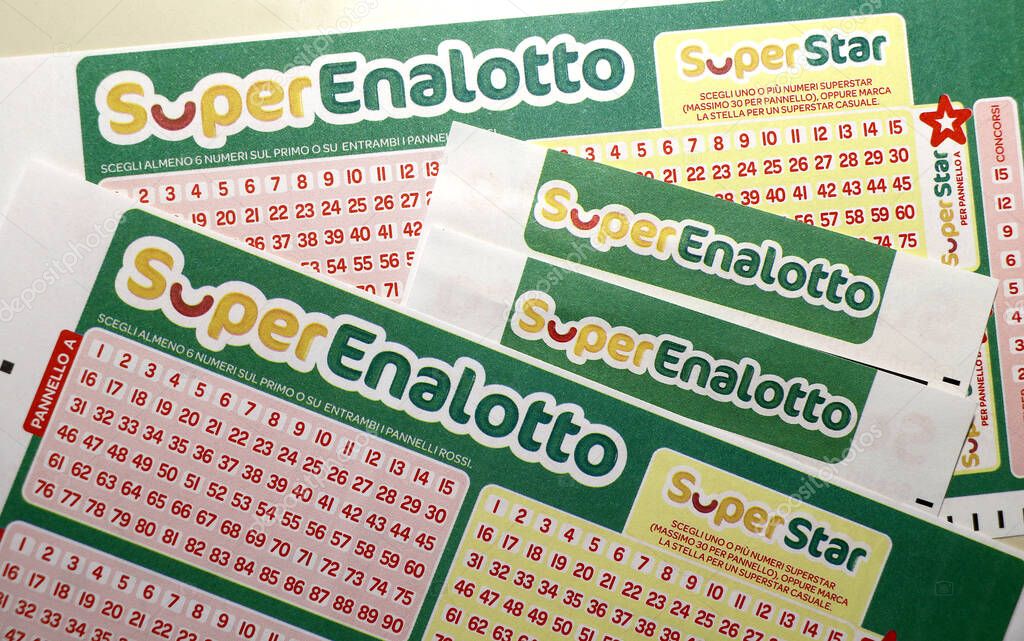 SuperEnalotto coupons, Italian numerical gambling with totalisers and prizes, managed by SISAL. High quality photo