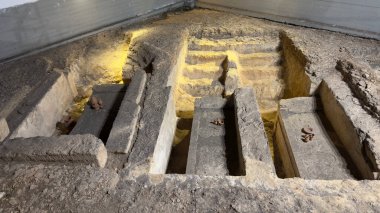 Necropolis Magna Grecia. Yunanistan 'ın Taranto, Puglia, İtalya polisinin cenaze yerine sahip arkeoloji alanı. Yüksek kalite fotoğraf