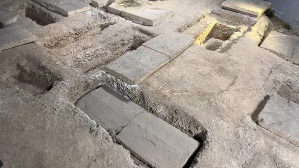 Necropolis Magna Grecia. Yunanistan 'ın Taranto, Puglia, İtalya polisinin cenaze yerine sahip arkeoloji alanı. Yüksek kalite fotoğraf