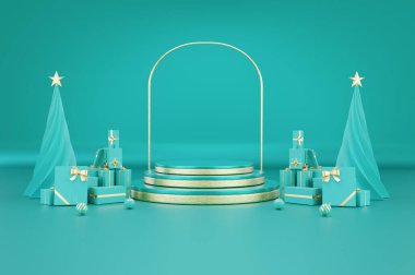 Dekorasyonlu Noel konseptinde 3D podyum oluşturma