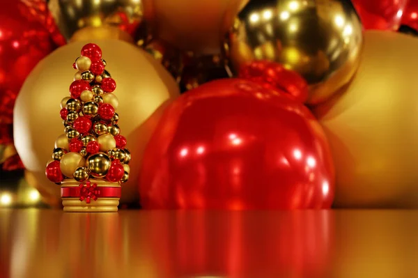 Renderizado Escena Concepto Navidad Con Decoración Bolas Rojo —  Fotos de Stock