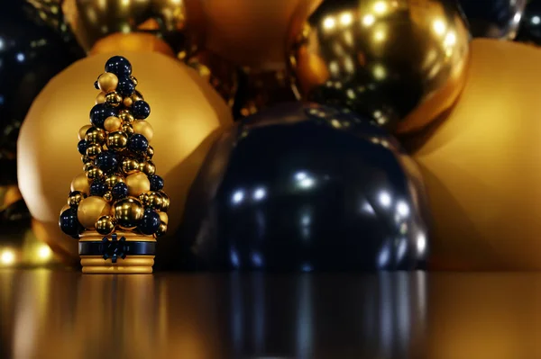 Weergave Van Scène Met Kerst Concept Met Ballen Decoratie Blauw — Stockfoto