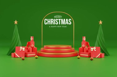 Dekorasyonlu Noel konseptinde 3D podyum oluşturma