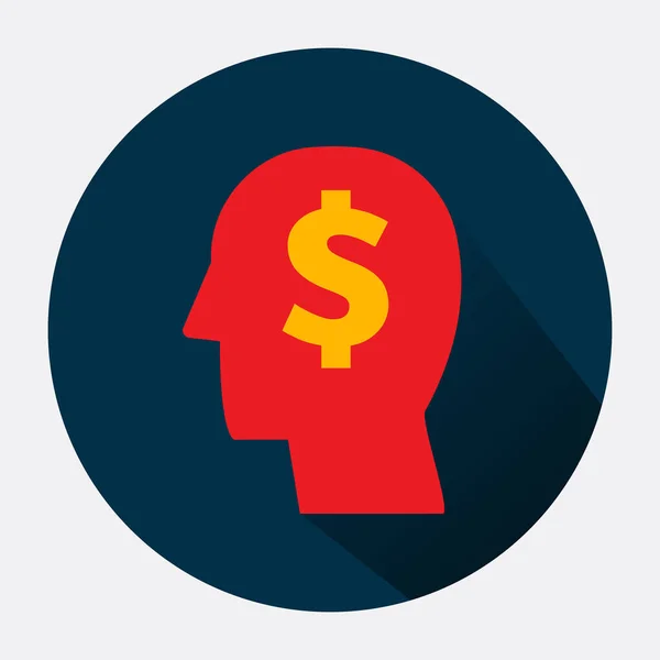 Think Money Icon Money Head Vector Illustration — Stock Vector