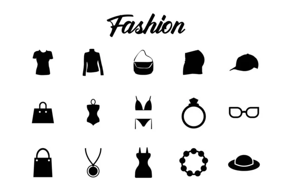 Fashion Icon Set Solid Style Snadno Mění Barva Velikost — Stockový vektor