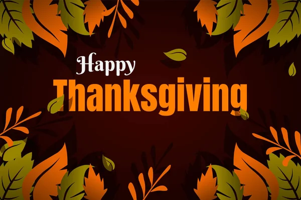 Happy Thanksgiving Banner Mit Herbstblättern Hintergrund — Stockvektor