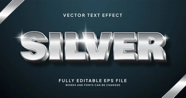 Editierbare Glänzende Silberne Text Effekt — Stockvektor