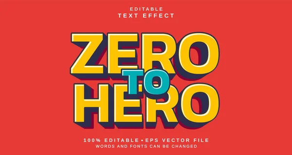 Szerkeszthető Szöveges Stílus Hatás Zero Hero Szöveges Stílus Téma Projektjéhez — Stock Vector