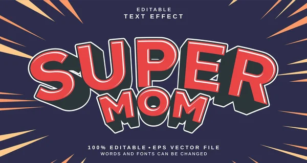 Efeito Estilo Texto Editável Tema Estilo Texto Super Mom Para — Vetor de Stock
