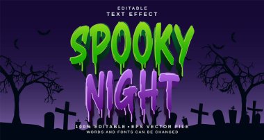 Düzenlenebilir metin tarzı efekti - Ürkünç Gece metin tarzı teması. projeniz için