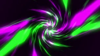 Hareket Tasarımı. Açık uzay tünelinde yeşil ve pembe bir uçuşun kusursuz 3D animasyonu