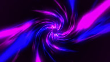 Hareket Tasarımı. Açık uzay tünelinde pembe ve mavi bir uçuşun kusursuz 3D animasyonu