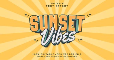 Düzenlenebilir metin biçimi efekti - Sunset Vibes metin biçimi teması. projeniz için