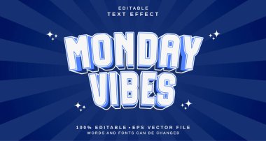 Düzenlenebilir metin tarzı efekti - Monday Vibes metin biçimi teması. projeniz için