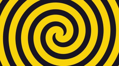 soyut siyah ve sarı kıvrımlı spiral animasyon döngüsü arka planı.