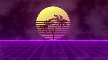 Izgara desenli ve ağaçlı soyut döngü arkaplanı.