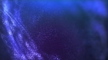 Gelecekçi soyut mor ve mavi parlayan noktalar ve parlayan piksellerin parçacıkları güneş ışınlarında parlayan sihirli enerji neonu.