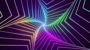 Renkli neon ışıklarla sarmal animasyon büyüleyici bir tünel etkisi yaratıyor, döngü arkaplan