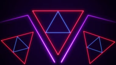 Kırmızı, Mavi ve Mor Flüoresan Enerji Canlandırılmış Üçgen Çerçeve - Döngü Arkaplanı
