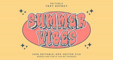 Düzenlenebilir metin biçimi efekti - Summer Vibes metin biçimi teması. projeniz için