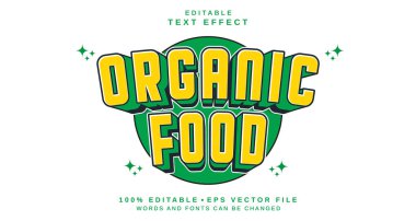 Düzenlenebilir metin tarzı efekti - Organik Gıda metin biçimi teması. projeniz için