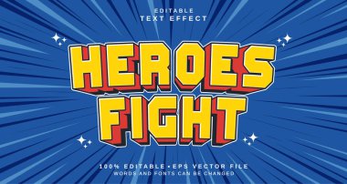 Düzenlenebilir metin biçimi efekti - Kahramanlar Dövüş metni teması. projeniz için