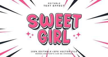 Düzenlenebilir metin tarzı efekti - Sweet Girl metin tarzı teması. projeniz için