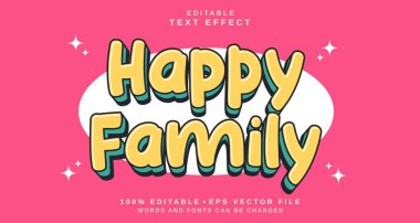 Düzenlenebilir metin biçimi efekti - Mutlu Aile metin biçimi teması. projeniz için