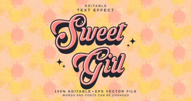 Düzenlenebilir metin tarzı efekti - Sweet Girl metin tarzı teması. projeniz için