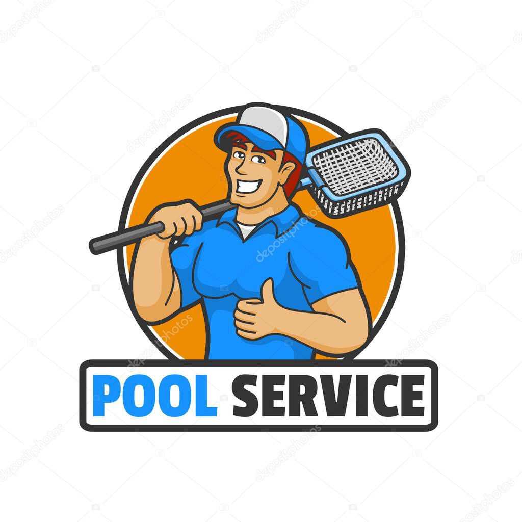Pool service mascot design vector