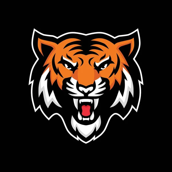 Tigre Mascote Logotipo Design Desportivo — Vetor de Stock