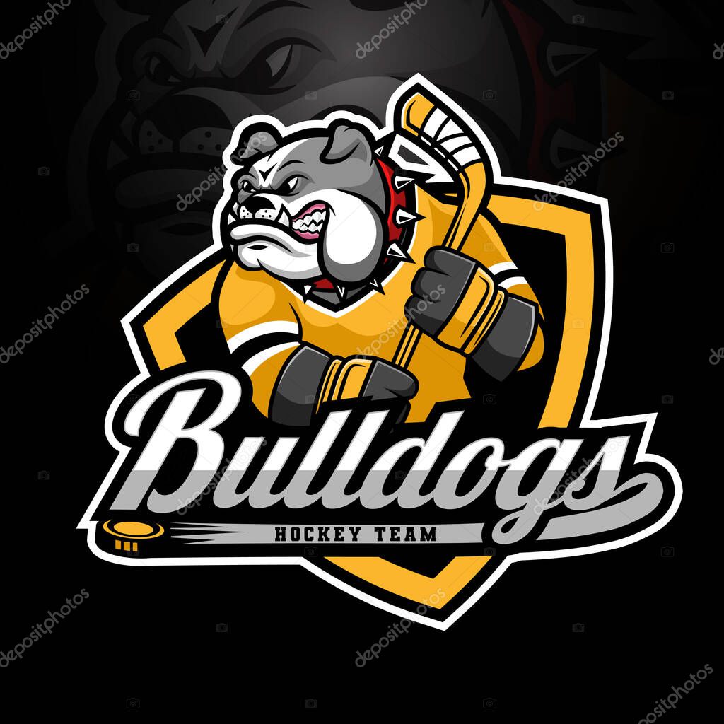 Bulldog mascot ice hockey logo design