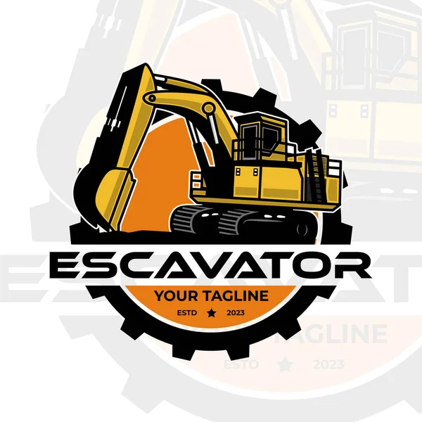Escavator Logó Design Vektor Modern Illusztrációval — Stock Vector
