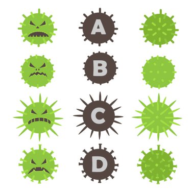 Hepatit A, B, C, D, virüs simgesi.