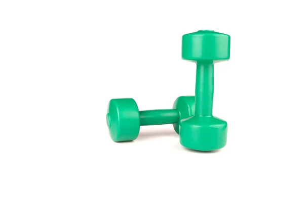 Hantle Zielone Izolat Fitness Sport Ćwiczenia — Zdjęcie stockowe